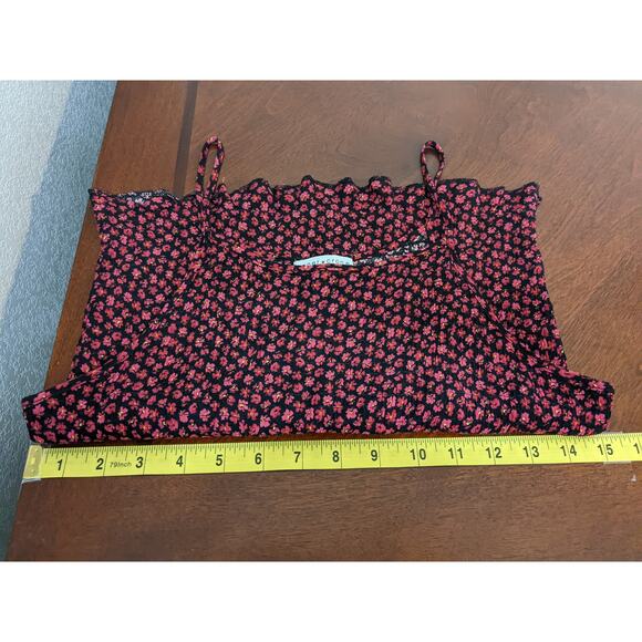 Paper Crane Camisole Tank Top M Red Floral Slim Fit Scoop Layering Top Summer - Picture 5 of 8